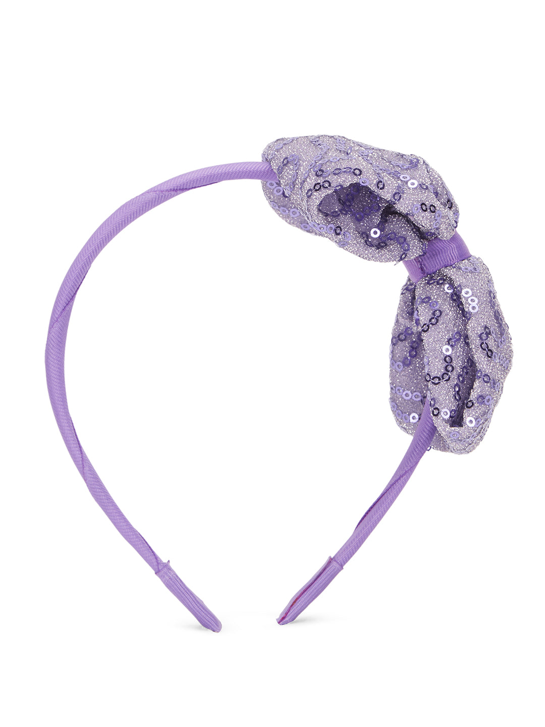 Big sequined party bow on hair band - Lavender