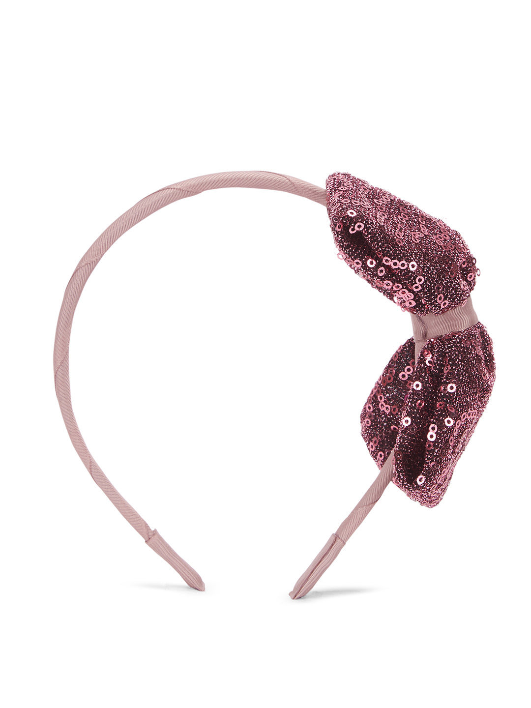 Big sequined party bow on hair band - Wine