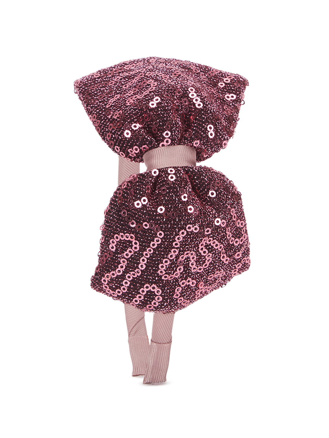 Big sequined party bow on hair band - Wine