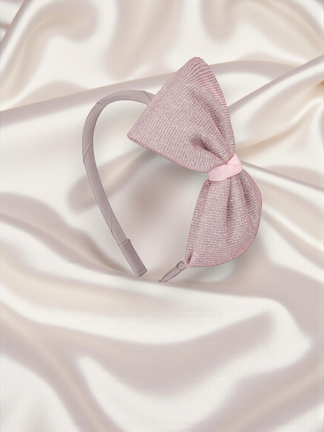 Shiny Big Party Bow hairband - Light pink