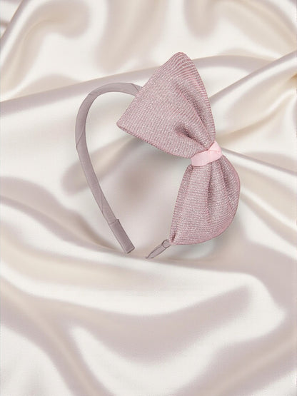 Shiny Big Party Bow hairband - Light pink