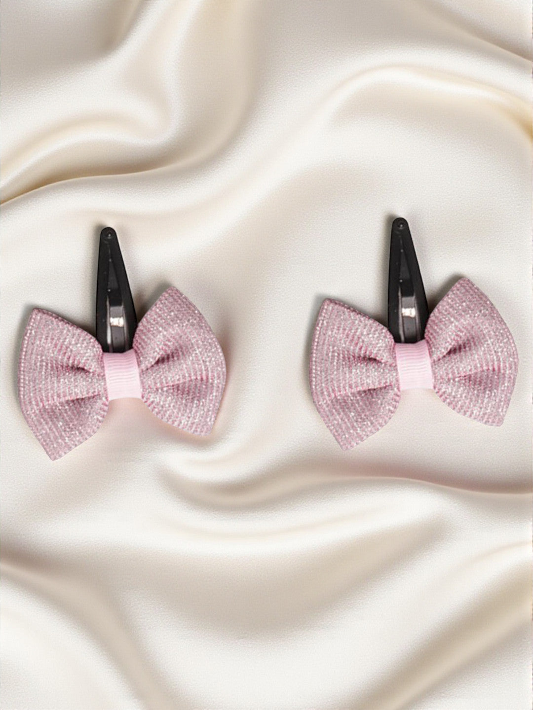 Shiny Party Bow on Tic-tac Pins - Light pink