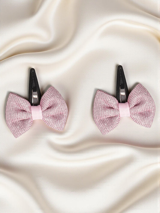 Shiny Party Bow on Tic-tac Pins - Light pink