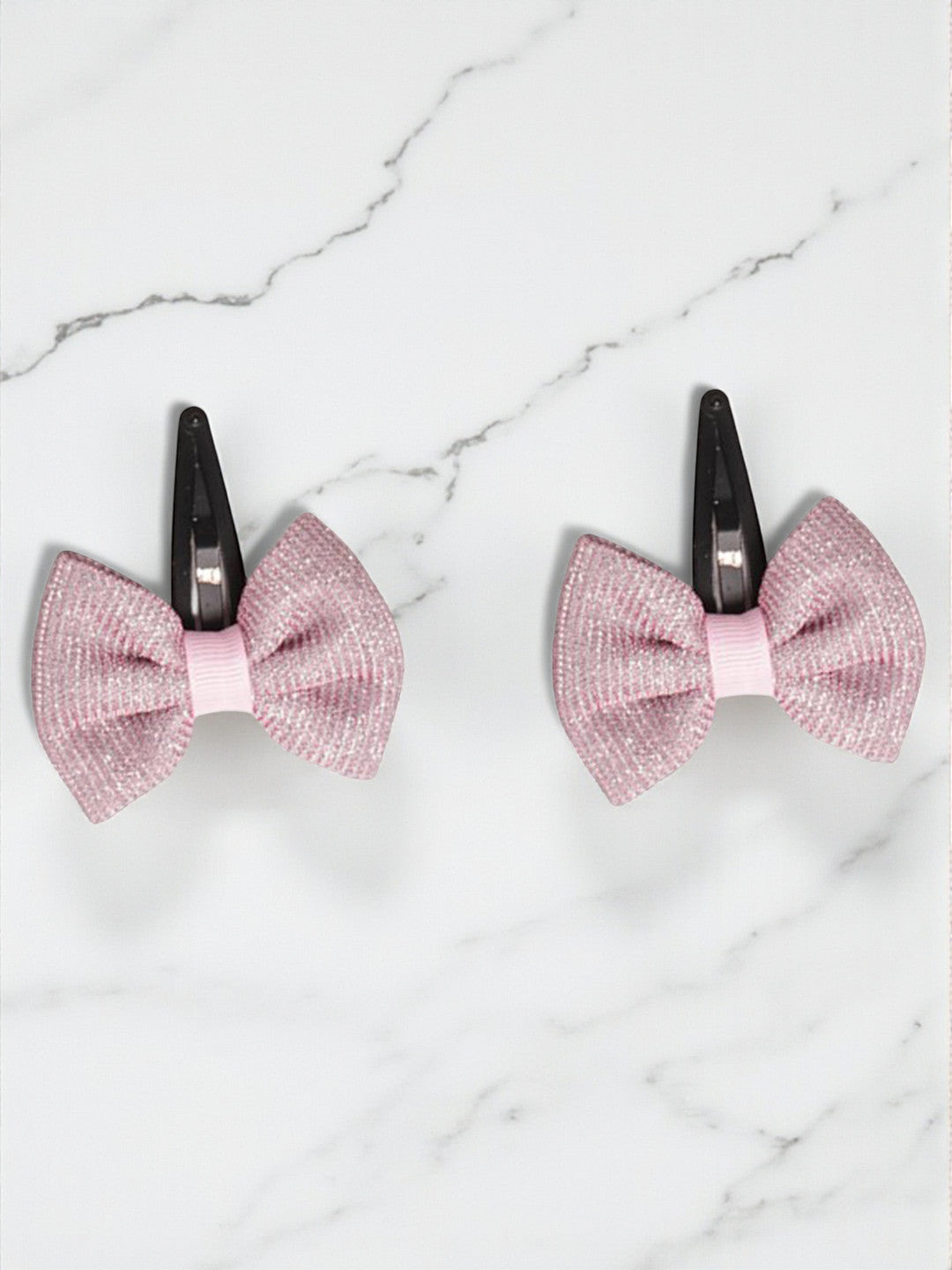 Shiny Party Bow on Tic-tac Pins - Light pink