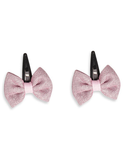 Shiny Party Bow on Tic-tac Pins - Light pink