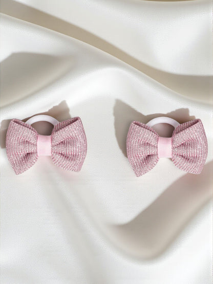 Shiny Party Bow on Rubber bands - Light pink
