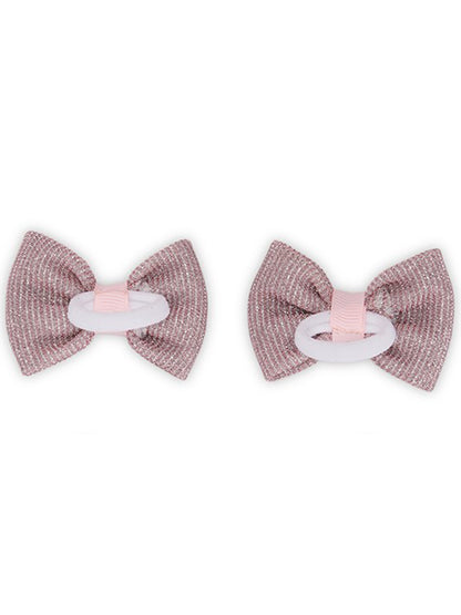 Shiny Party Bow on Rubber bands - Light pink