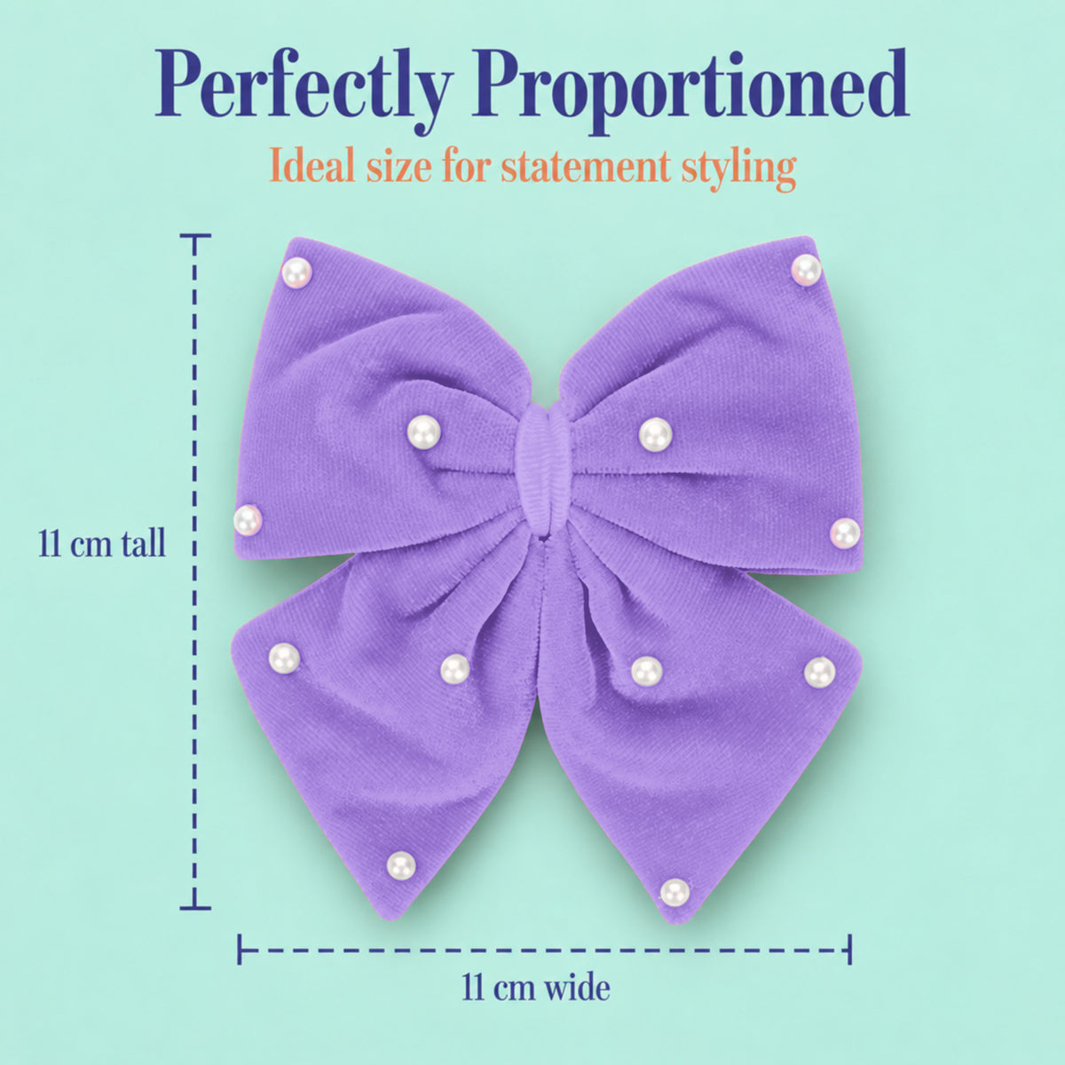 Velvet party bow on alligator clip with pearls - Lilac