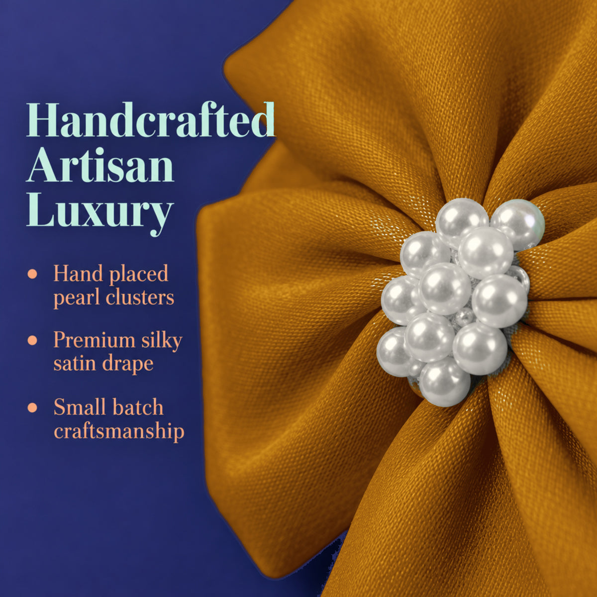 Pearl Detailed Cute Satin Bow on Alligator clip
