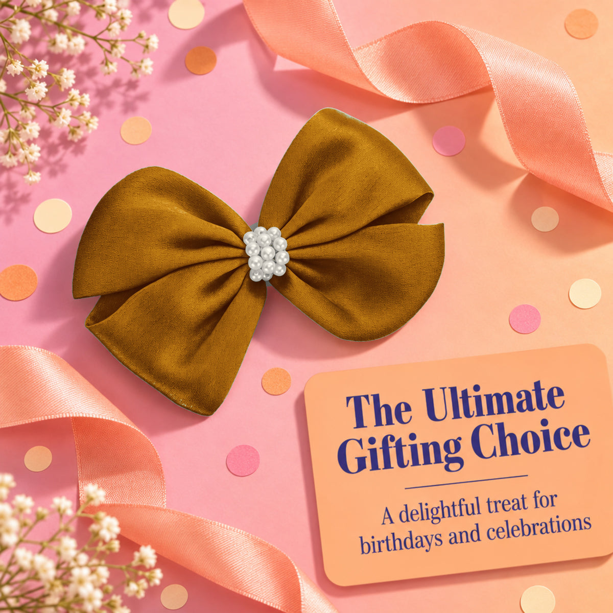 Pearl Detailed Cute Satin Bow on Alligator clip