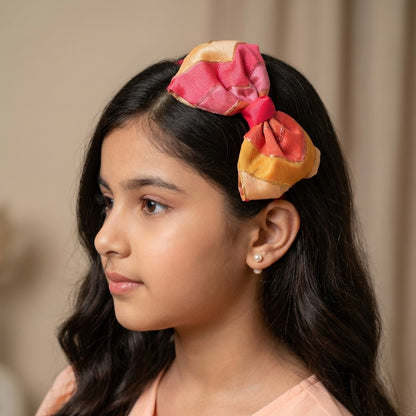 Big party bow on hair band - Pink, Yellow and Orange