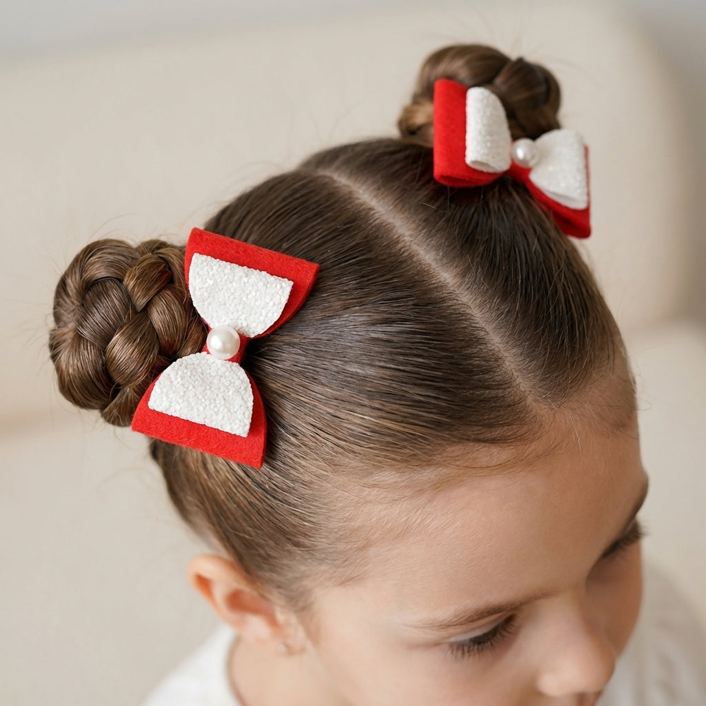 Fancy Shimmer Small Rubberbands for Party - Red, White