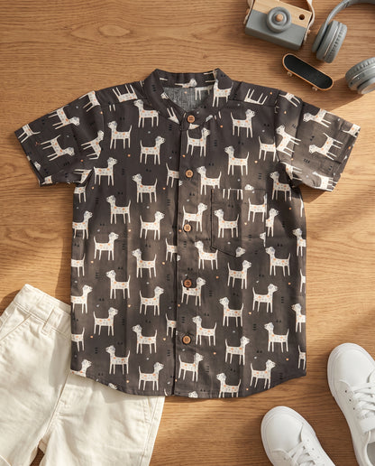 Ribbon Candy - Dog Print Shirt - 100% Cotton