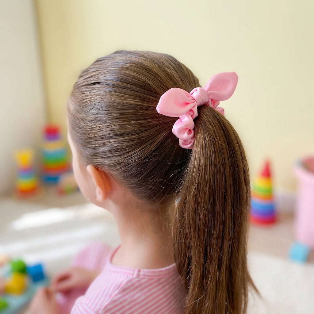 Combo of 3 Scrunchies with tie knot detailed- Light Pink, Hot pink and Lavender
