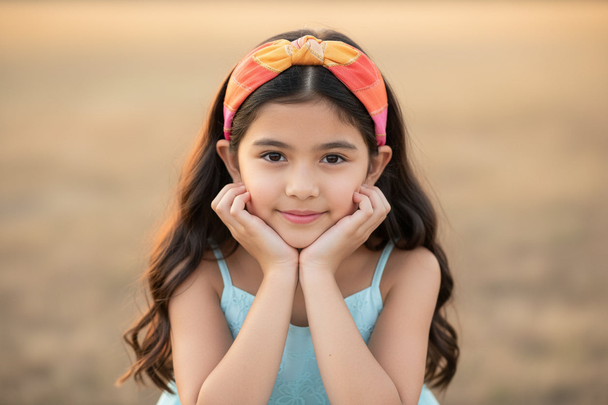 Broad Ethnic Hairband - Pink, Yellow and Orange