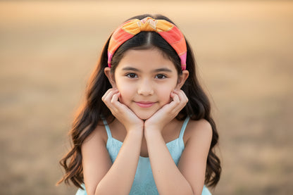 Broad Ethnic Hairband - Pink, Yellow and Orange
