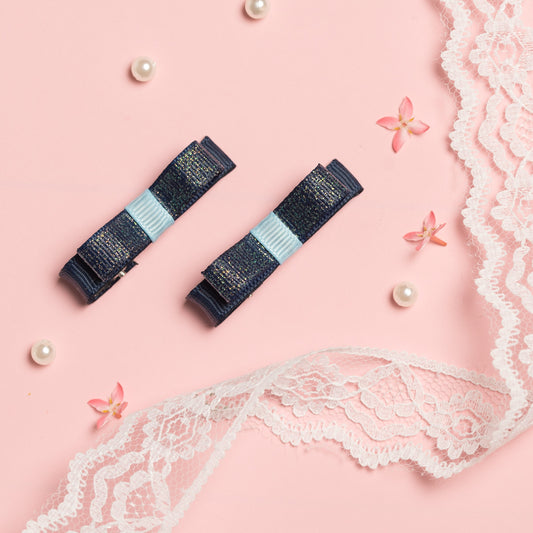 Blue Loopy bow on Alligator pin