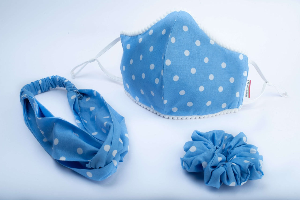 Printed Turban Band, Mask and Scrunchie Combo set For Teens and Adults