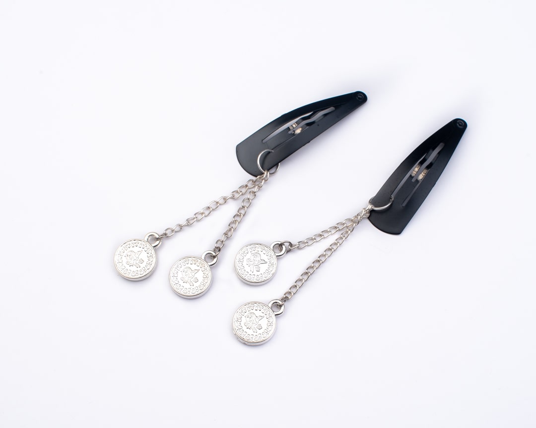 Silver Charm dangling Tic Tac pins - Set of 2