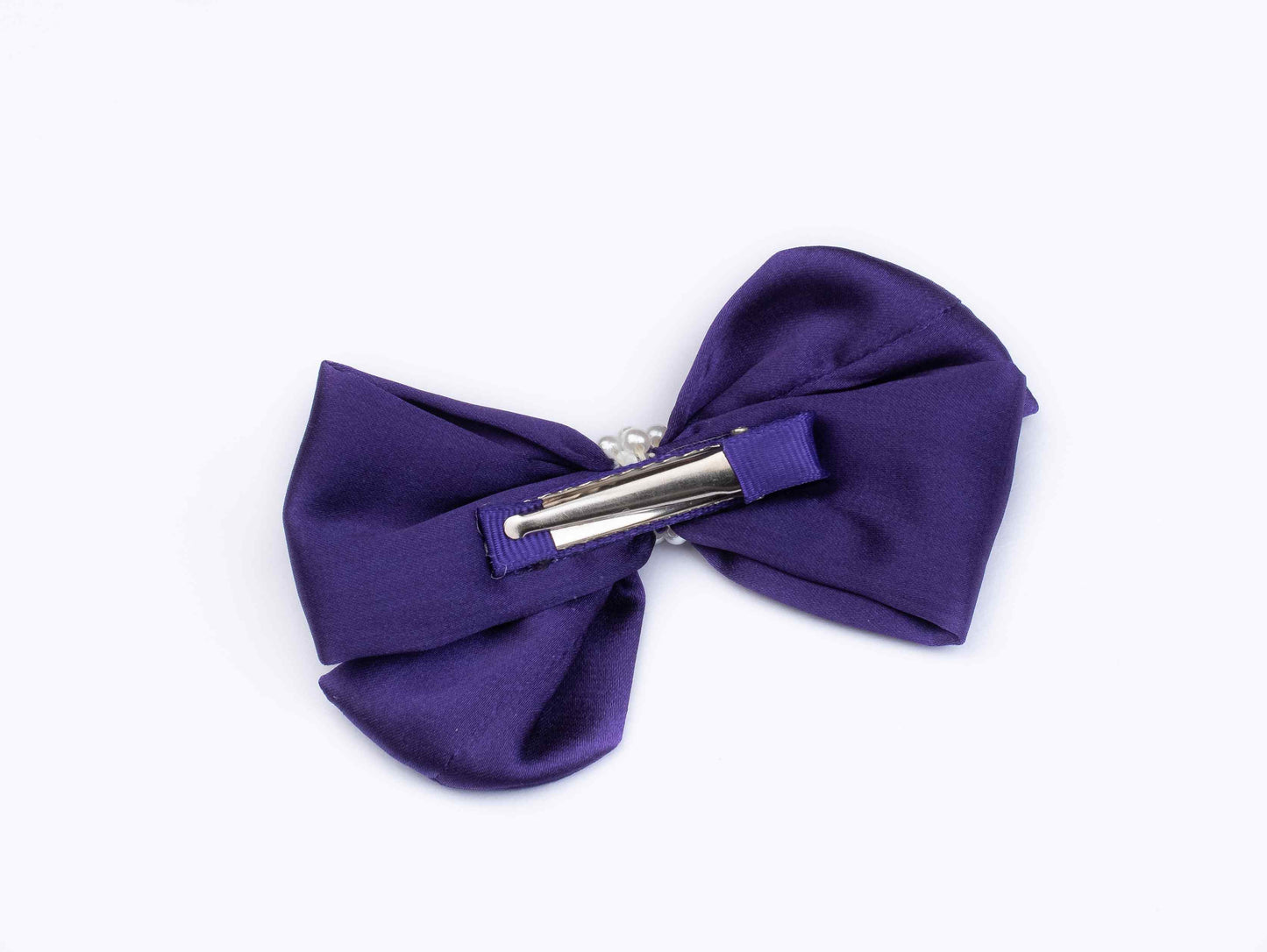 Pearl Detailed Cute Satin Bow on Alligator clip