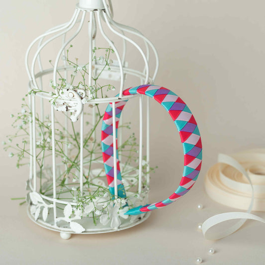 Pink & Blue Woven Hairband .