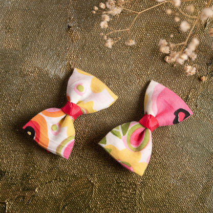 Ribbon Candy- Printed Bow on Alligator Pin- Multicolour