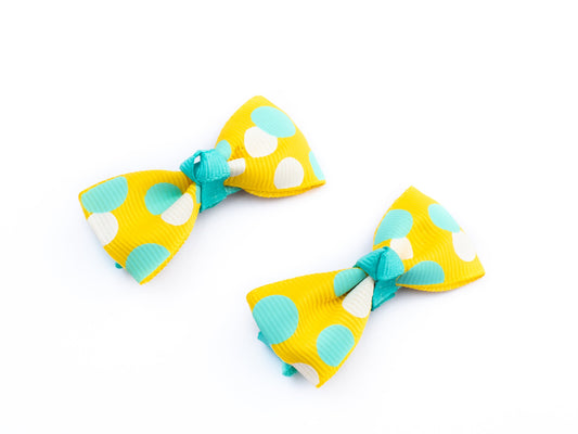Polka Dot Print Bow on Alligator Pins - Hair clips