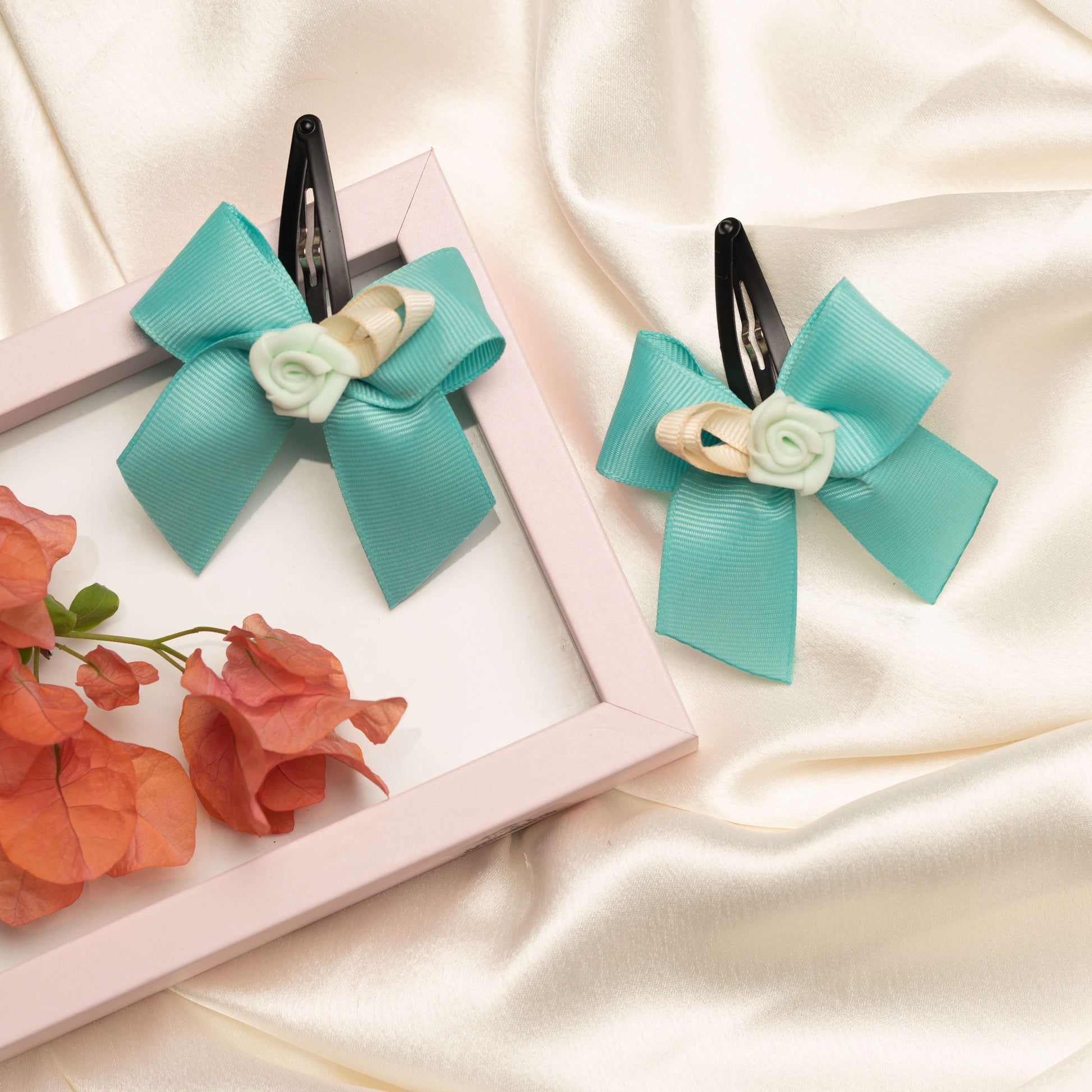 Ribbon Candy - Bow With Rose on Tic Tac Pin - Green