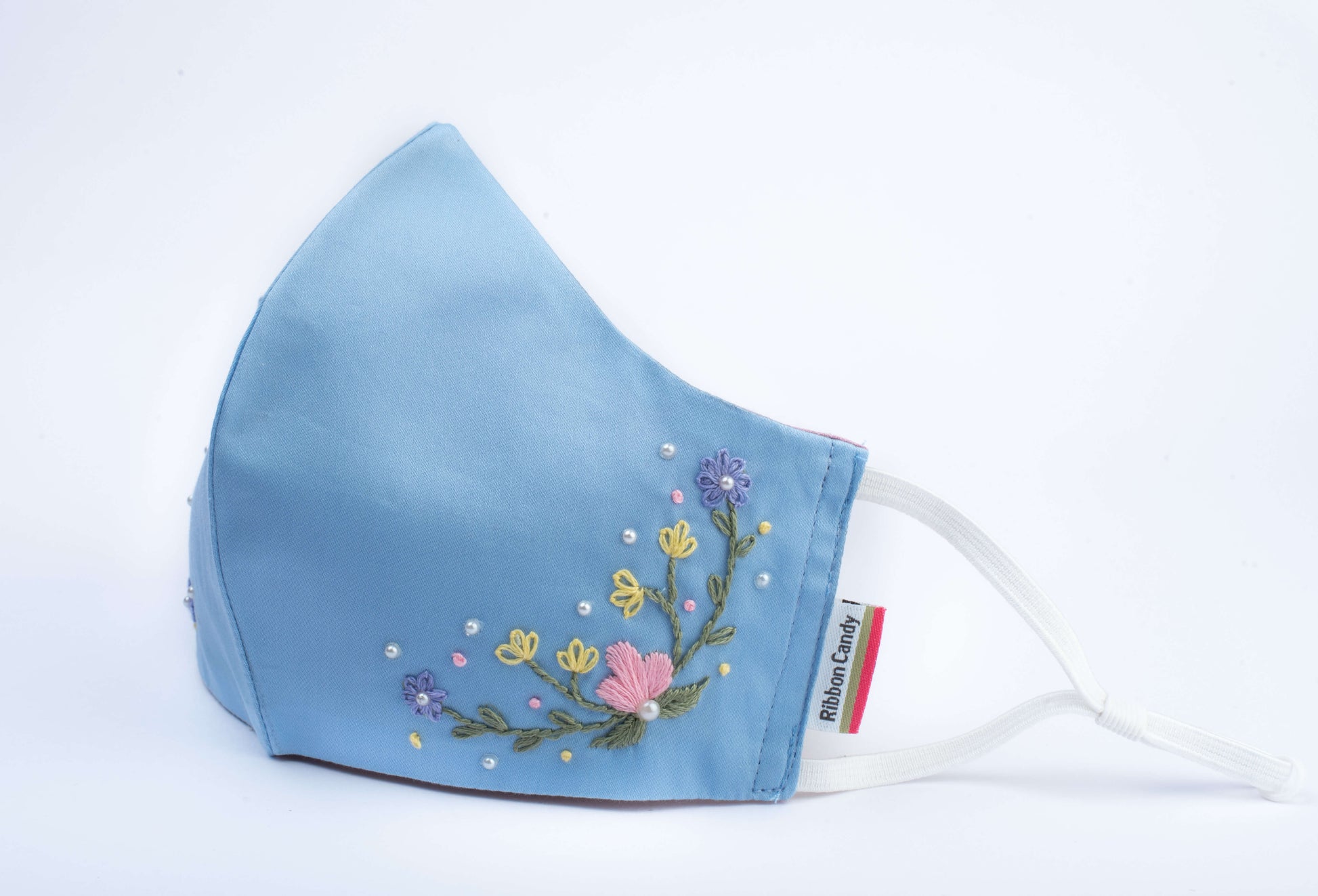 Premium Hand Embroidered Mask- Blue