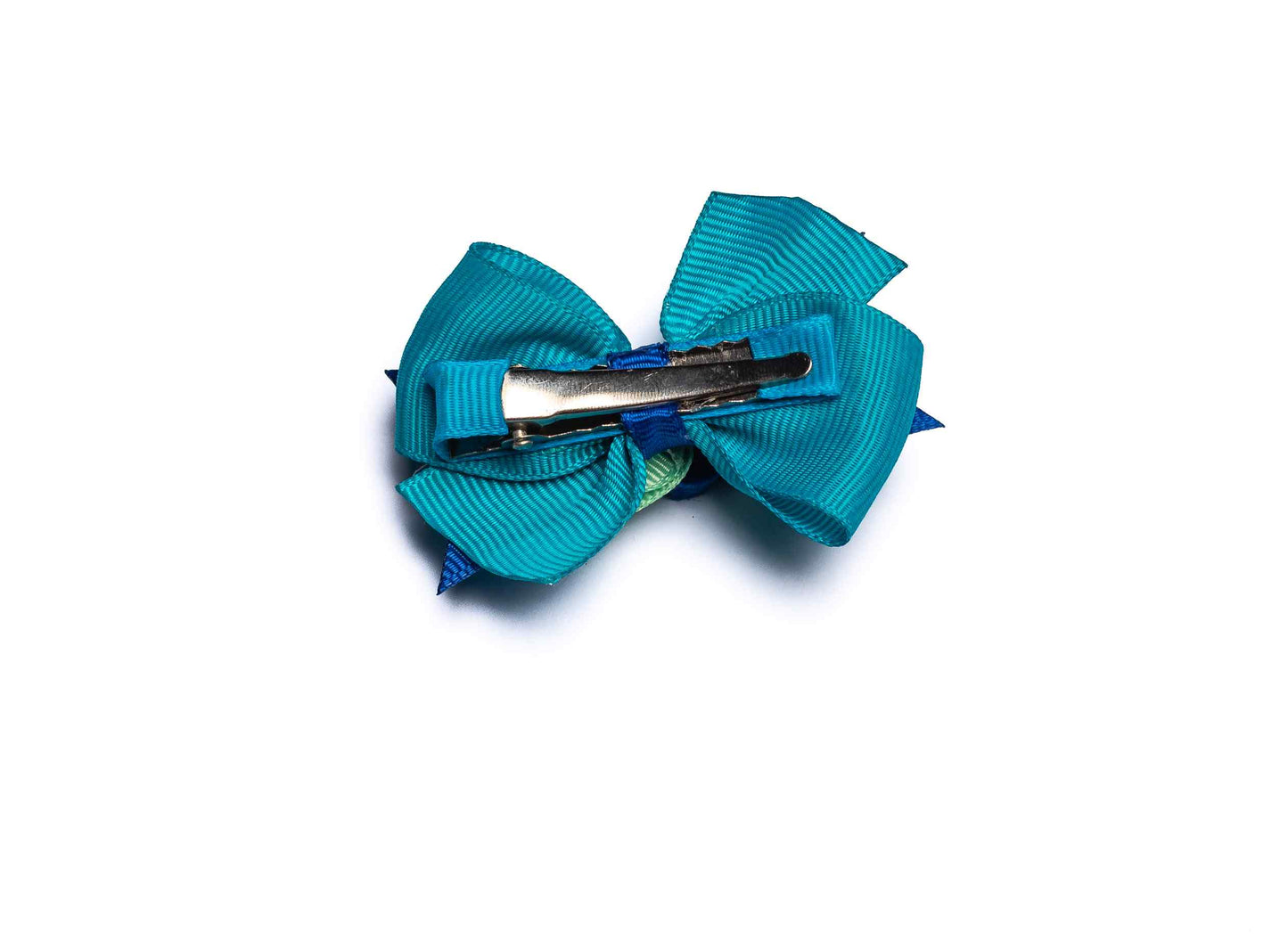 Dual bow with felt roses and pearls on Alligator pin