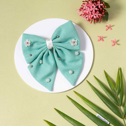 Cute Bow On Alligator With Beads and Button Detailing