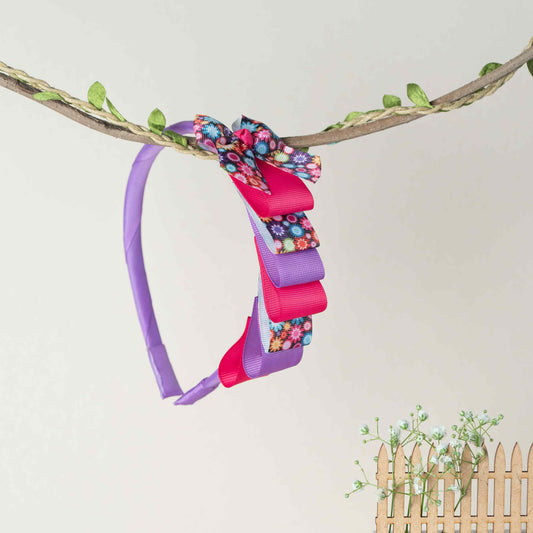 Cascading Hairband with Sparklers Print Bow.