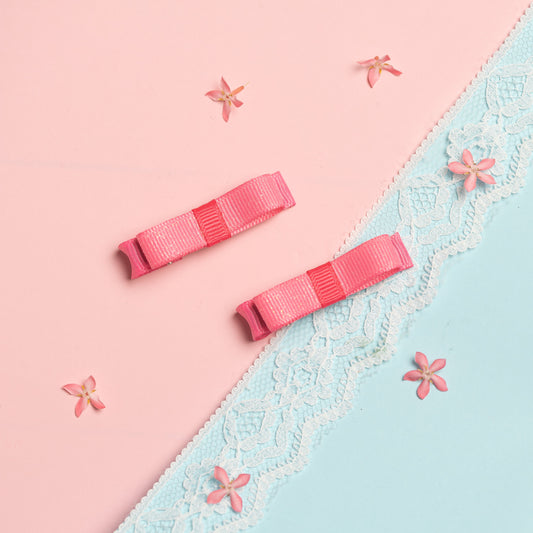 Pink Loopy bow on Alligator pin