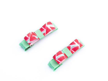 Watermelon Print Cute Loopy Bow on Alligator Clips - Hair Clips