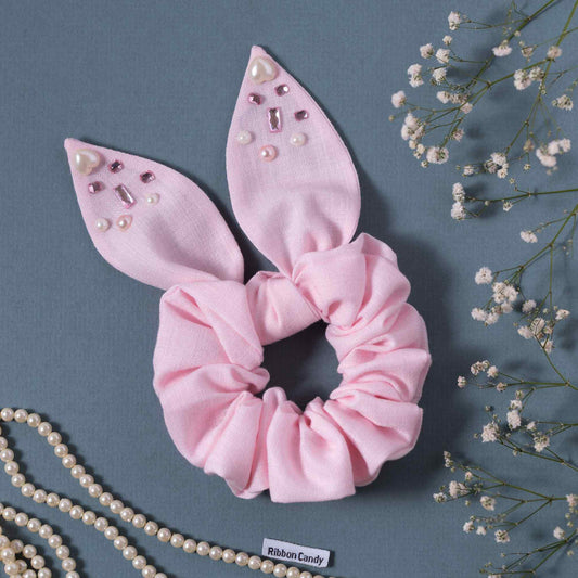Cute Scrunchie With Crystal and Pearl Detailing