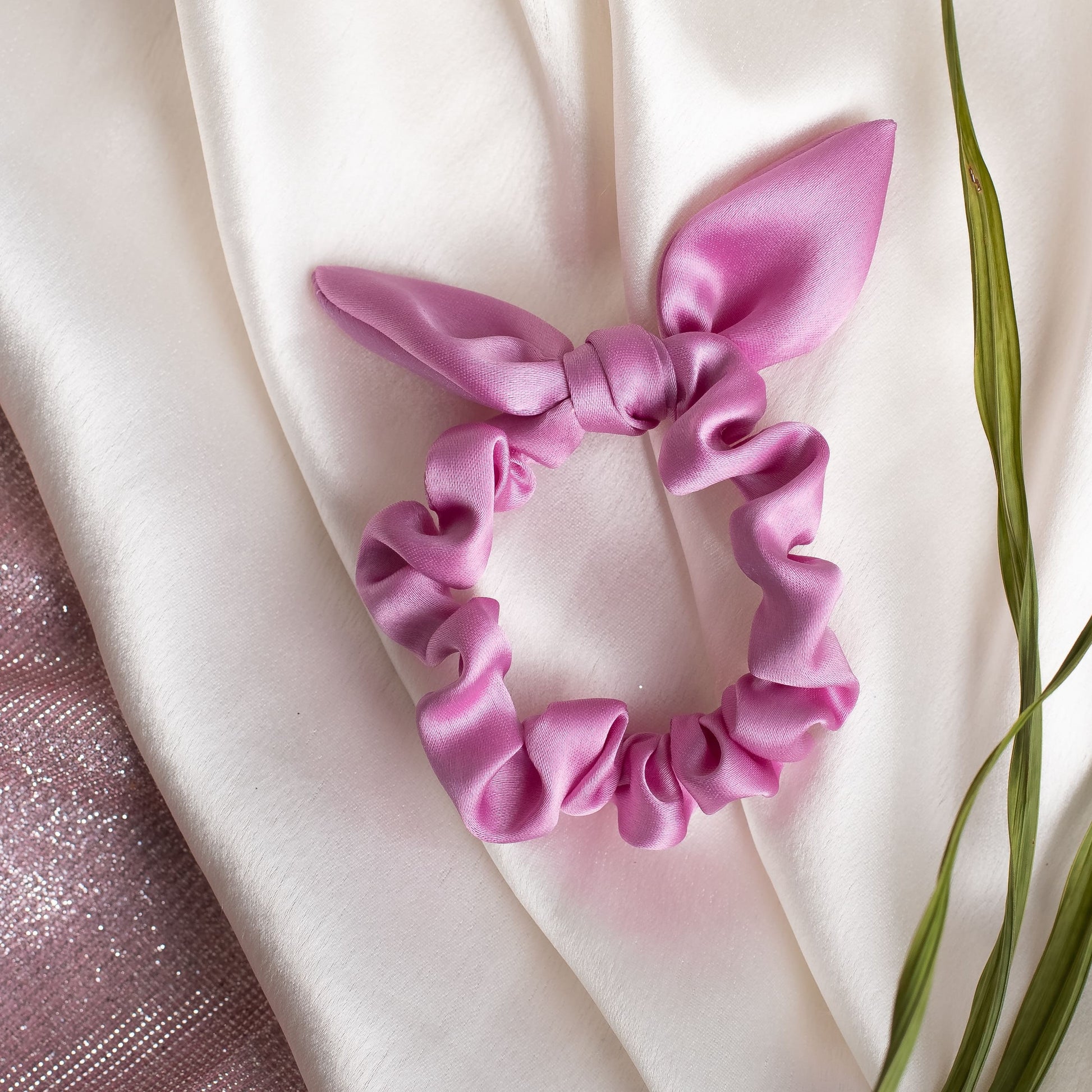 Ribbon Candy - Satin Scrunchie With Tie Knot Detail - Lavender