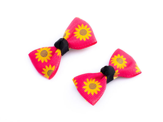 Floral Print Bow on Alligator Clips - Hair Clips