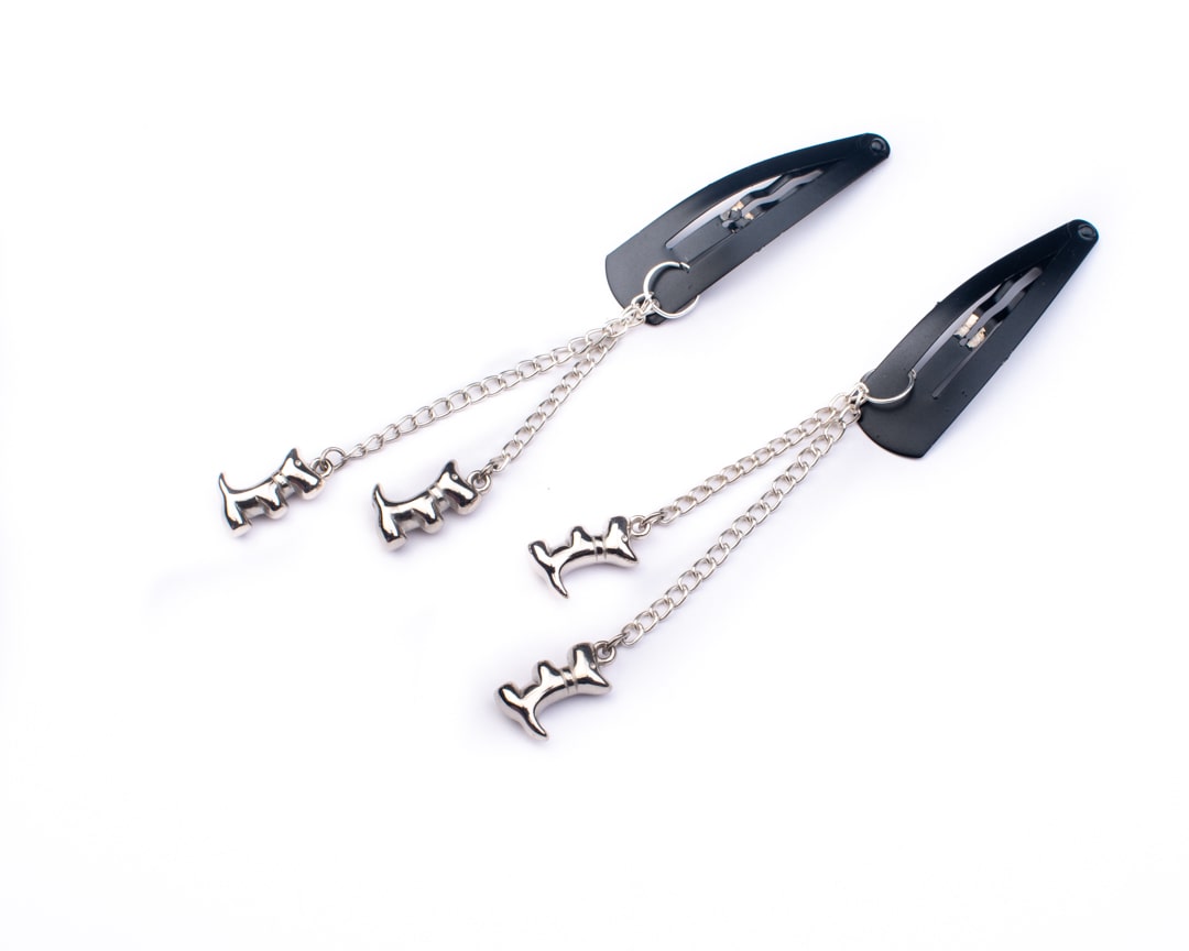 Silver Charm dangling Tic Tac pins - Set of 2