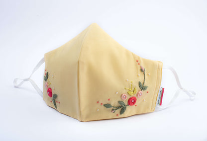 Premium Hand Embroidered Mask- Yellow 01