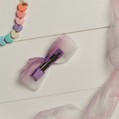 Ribbon Candy - Layered Loopy Bow on Alligator Clip - Purple