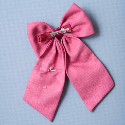 Cute Bow On Alligator with Button and Ribbon Detailing